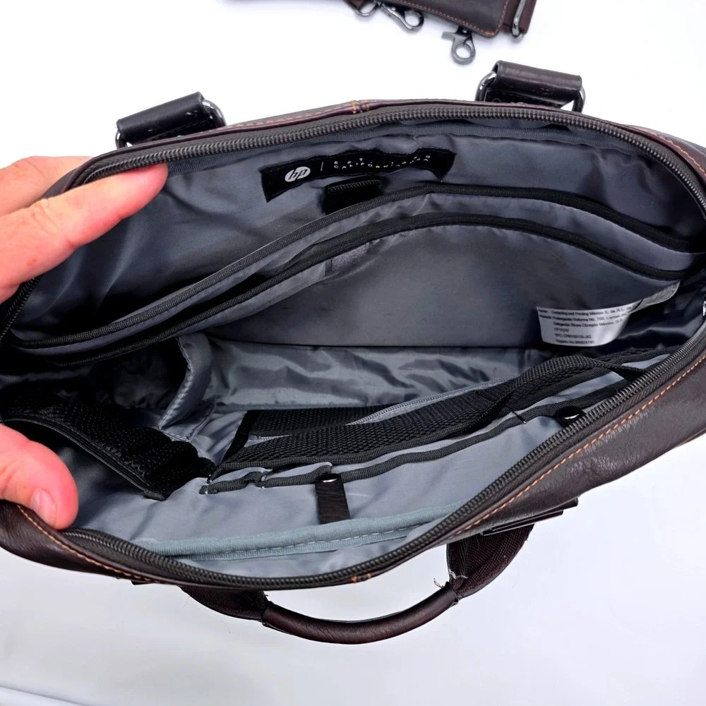 HP Elite Top Load T9H72AA Columbia Leather Laptop Bag with RFID Pocket